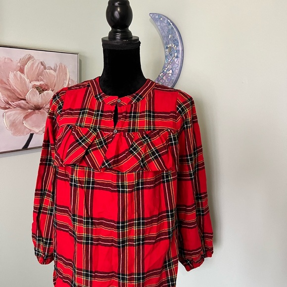 J. Crew Flannel Plaid 90s Momcore Lumberjack Western 3/4 Sleeve Cabin Cottage S - Picture 3 of 9